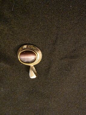 Gold Tone Pendant with Oval Purple Cabochon And Silver Multiple Ovals Pendant